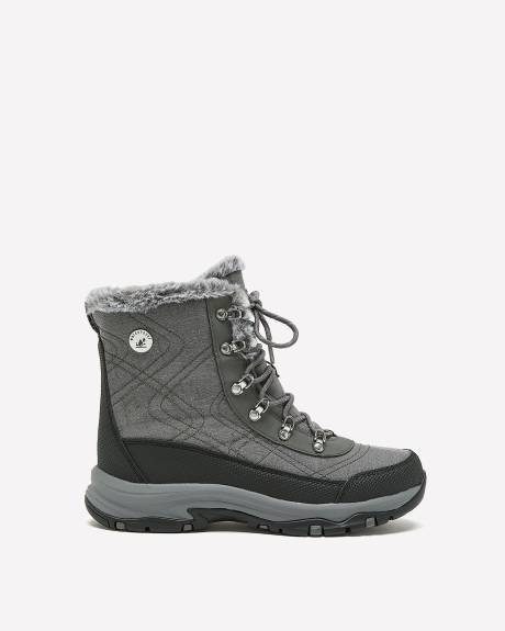 Wide Width, Lace-Up Hiking Boots with Faux Fur - Skechers