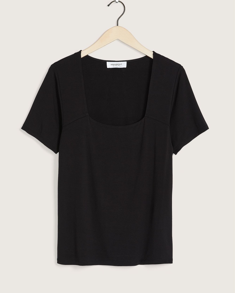 Solid Fitted Knit Top with Square Neckline - Addition Elle | Penningtons