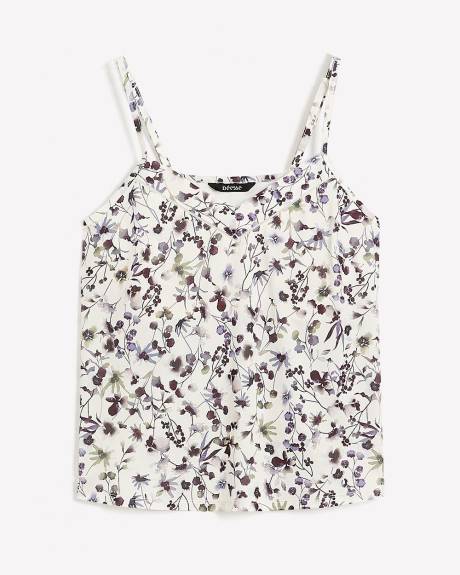 Camisole de pyjama en satin fleuri avec col en V - Déesse Collection
