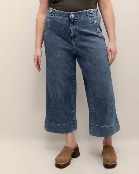 High-Waisted Ultra Wide-Leg Cropped Sailor Jeans - Addition Elle