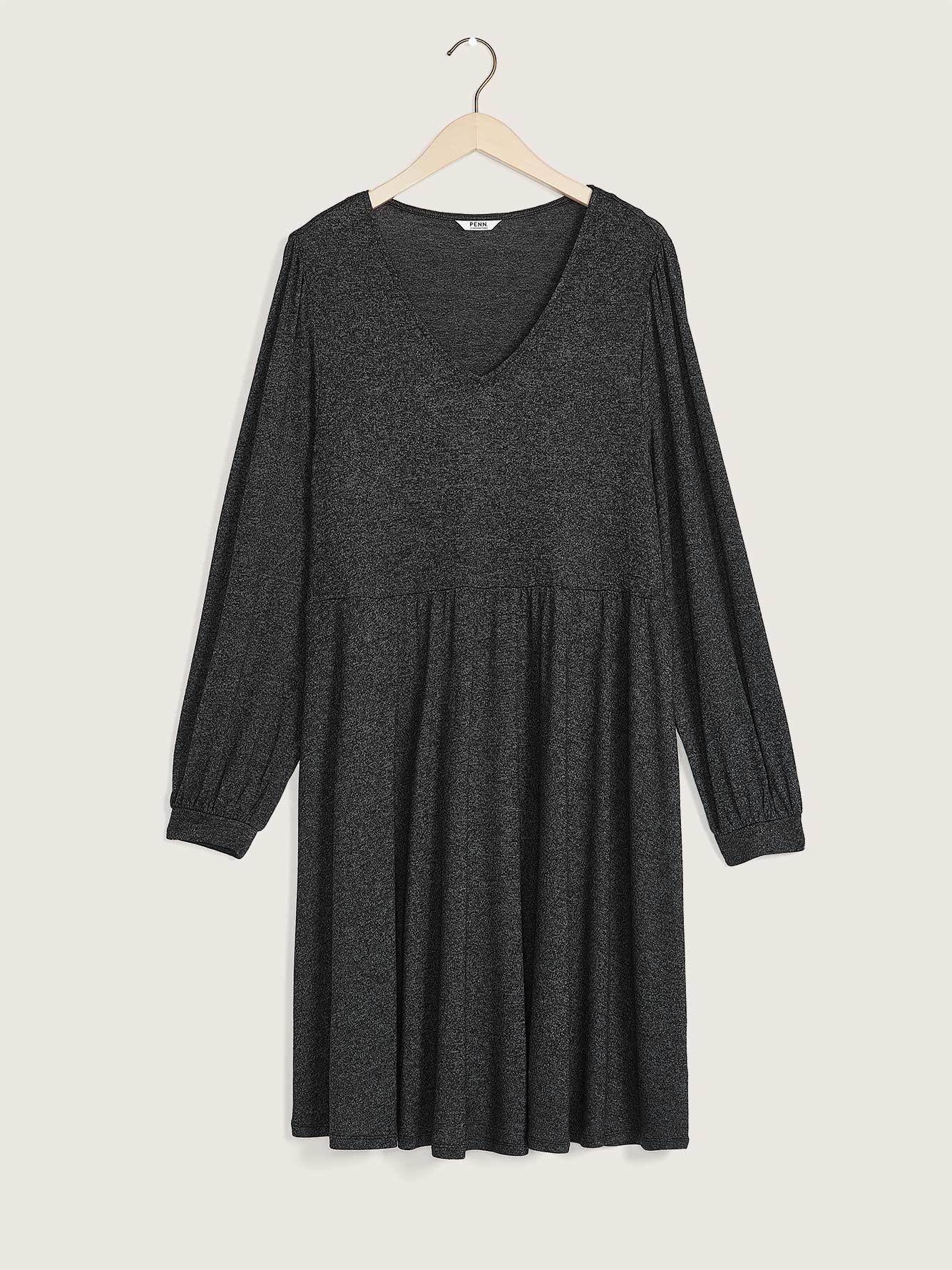 Solid Short Knit Dress with VNeck Penningtons