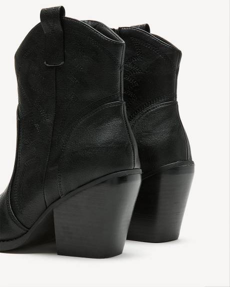 Extra Wide Width, Faux Leather Western Bootie