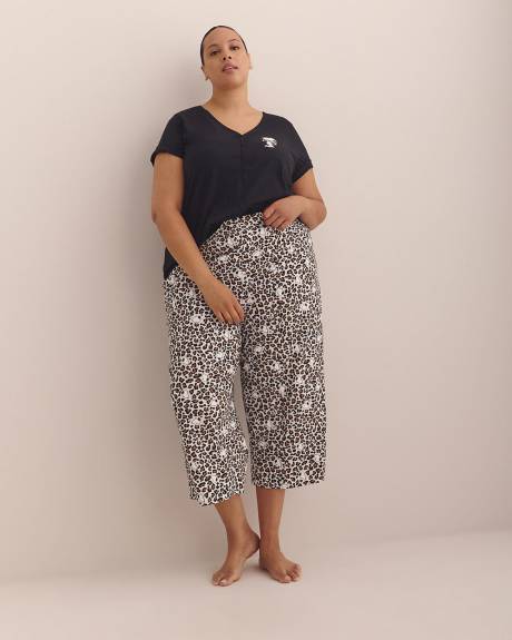 Snoopy Cheetah-Print Straight-Leg Capri Pyjama Pant - ti Voglio