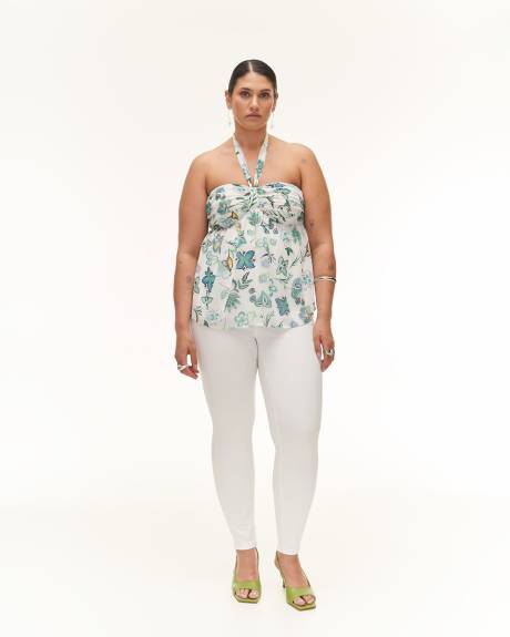 Blouse bustier fleurie sans manches avec attache au cou, tissu responsable - Addition Elle