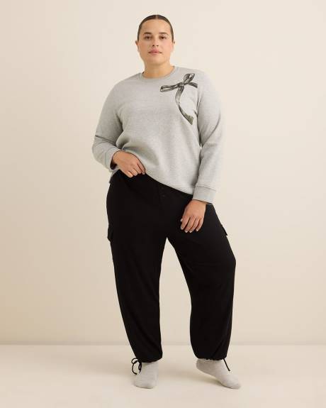 Black Ribbed Cargo Pyjama Pants - ti Voglio
