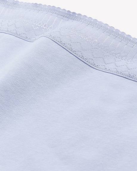High-Cut Blue Brief with Wide Lace Waistband - ti Voglio