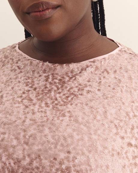 Robe mi-longue sans manches à paillettes avec col bateau - Addition Elle