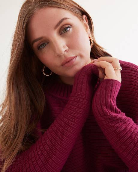 Cotton Sweater with Ottoman Stitches