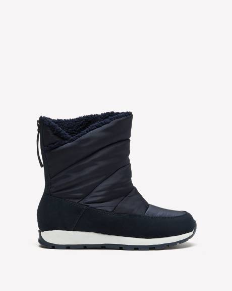 Bottes d'hiver matelassées avec fermeture à glissière à l'arrière, pied très large