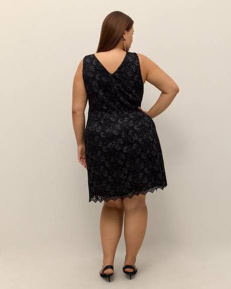 Black Lace Sleeveless V-Neck Dress - Addition Elle