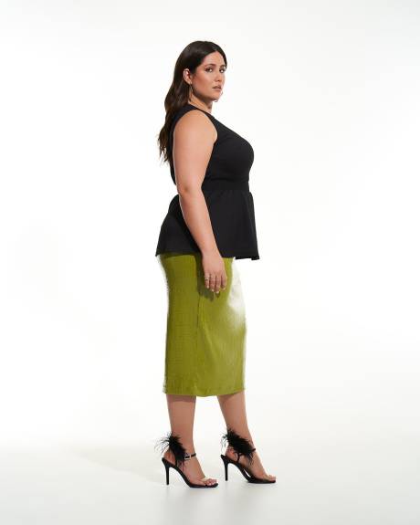 Sleeveless Knit Top with Smocked-Waist - Addition Elle