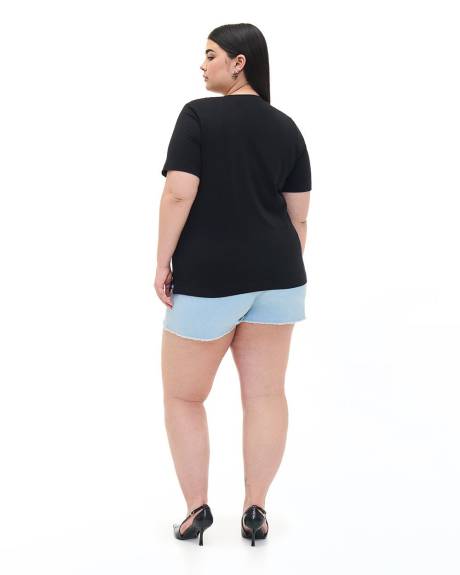 Knit Top with Buttons at Shoulders - Addition Elle
