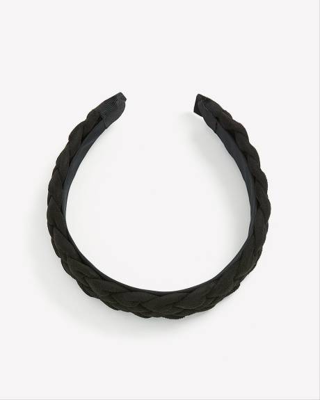 Bandeau tressé épais en velours noir