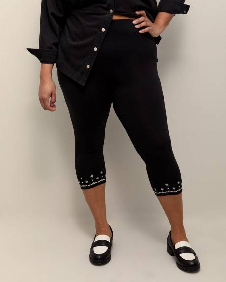 Legging capri avec broderie anglaise à l'ourlet - Essentiels PENN.