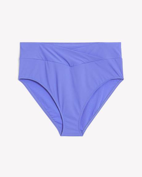 Blue High-Waisted Crisscross Swim Brief