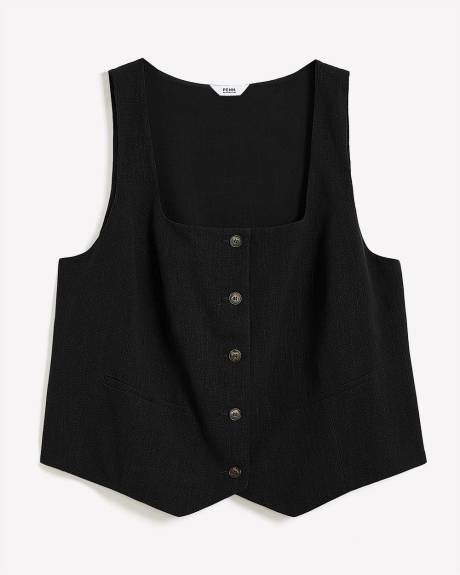 Veste sans manches ajustée à encolure carrée