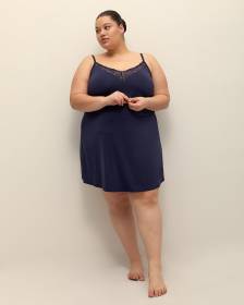 Satin Nighty with Lace and Built-In Bra - Déesse Collection
