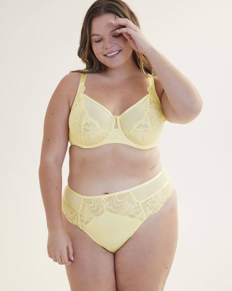 Culotte cheeky unie avec dentelle et maille - Déesse Collection