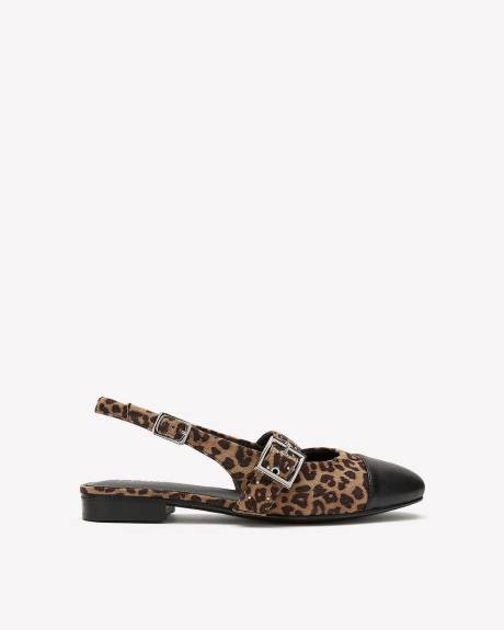 Extra Wide Width, Leopard Print Slingback with Strap and Buckle