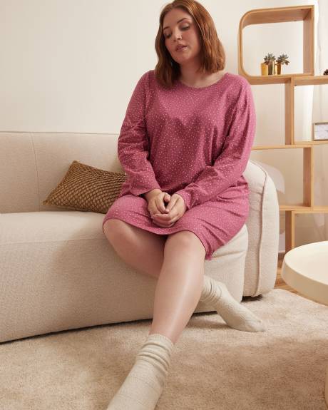 Dotted Long-Sleeve Short Sleepshirt - ti Voglio