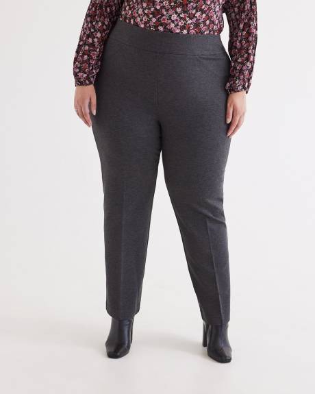Pantalon gris chiné amincissant essentiel à jambe droite en pointe de Rome