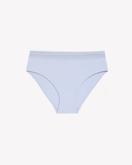 High-Cut Blue Brief with Wide Lace Waistband - ti Voglio
