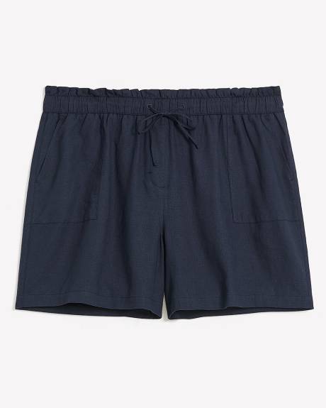 Short en lin mélangé avec cordon à la taille