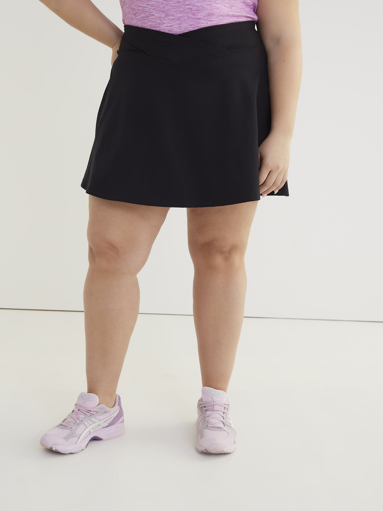 Responsible, Black Knit Skort with Crossover Waistband - Active Zone