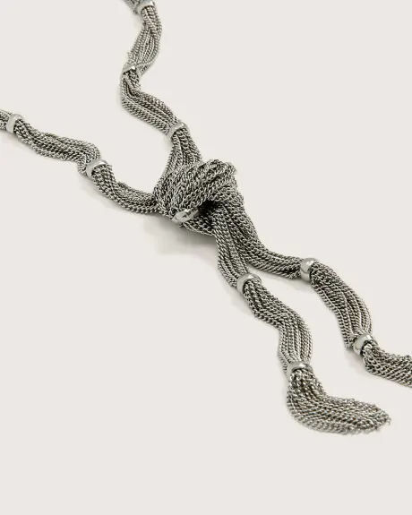 Long Knotted Drop Necklace