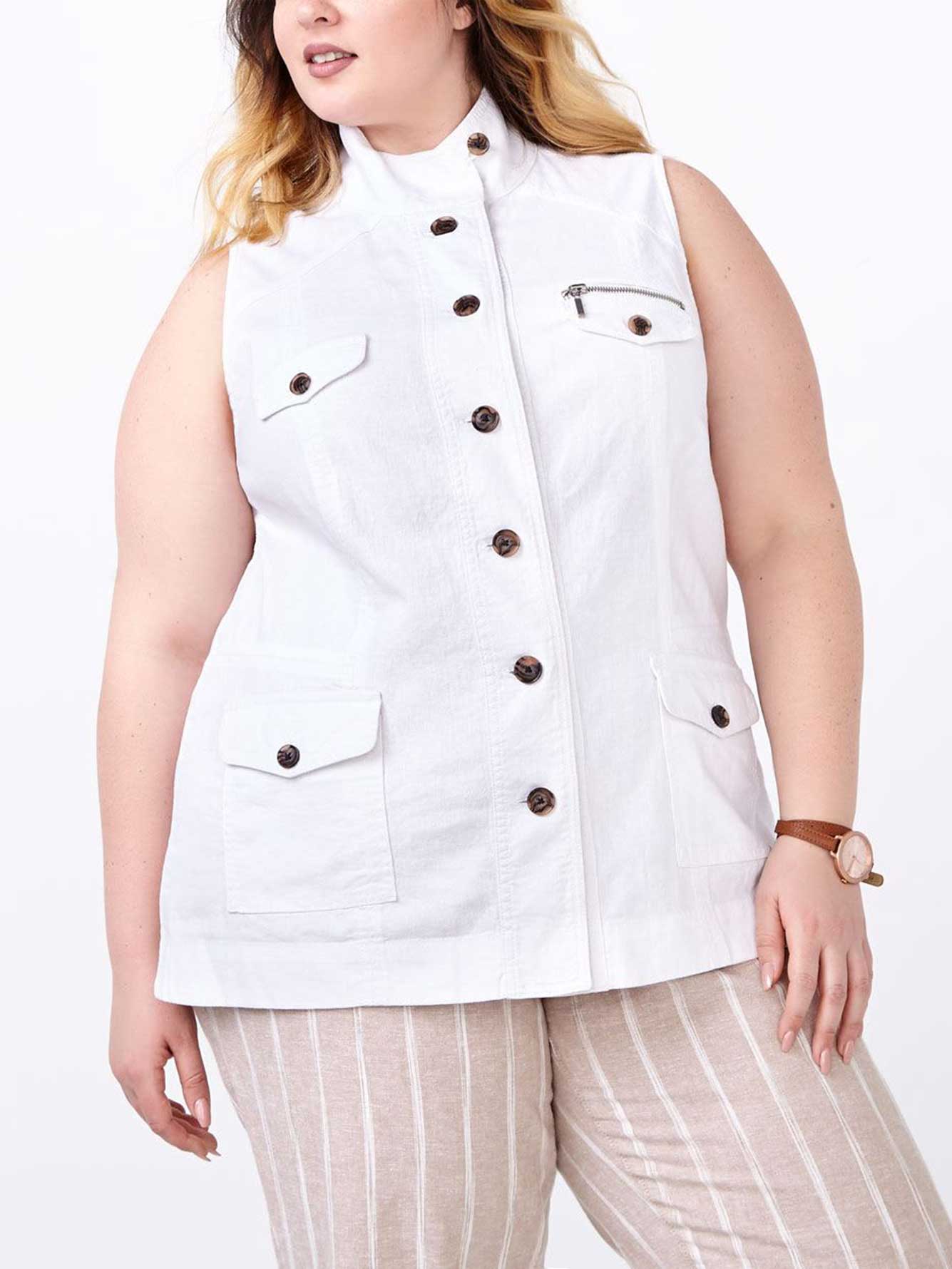 Button Up Linen Vest Penningtons