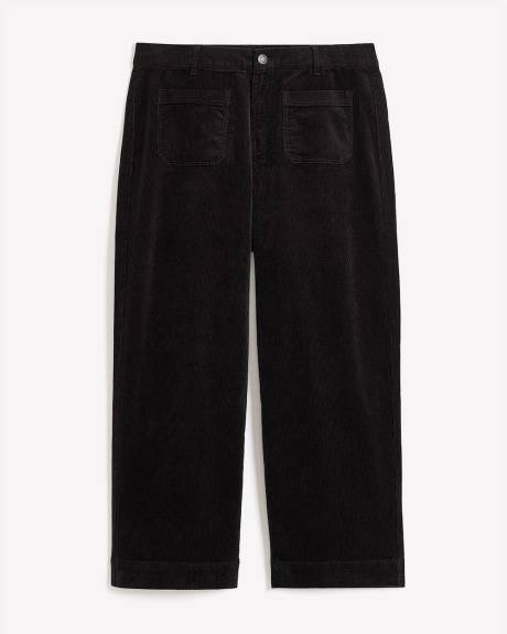 Pantalon en velours côtelé à jambe évasée, coupe galbée