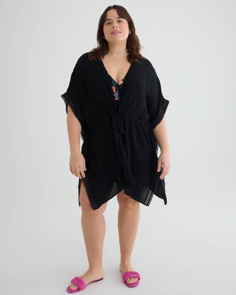 Caftan couvre-maillot à taille empire