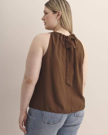Sleeveless Swing Blouse with Back Bow Tie