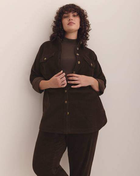 Corduroy Buttoned Down Shirt with Patch Pockets