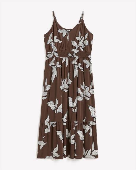 Robe longue sans manches à motif, tissu responsable