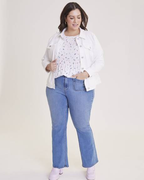 Responsible, Printed Short-Sleeve Pleated Blouse