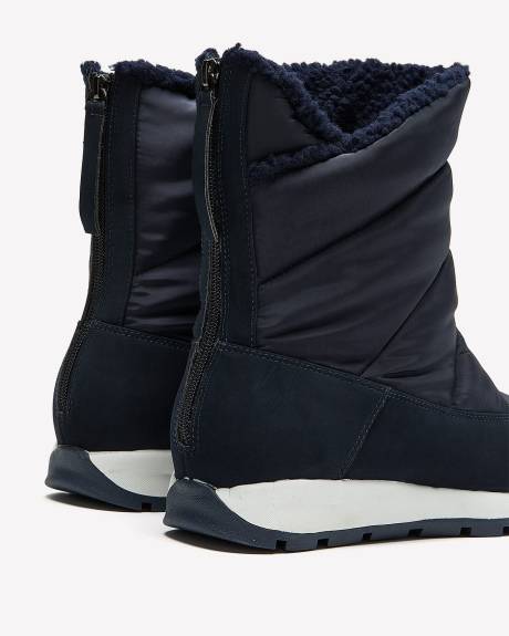 Bottes d'hiver matelassées avec fermeture à glissière à l'arrière, pied très large