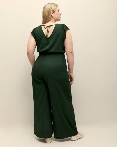 Textured Knit Wide-Leg Maxi Jumpsuit