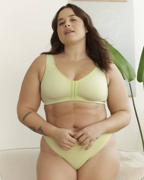 Heather Green Front Closure Wireless Cotton Bra - ti VOGLIO