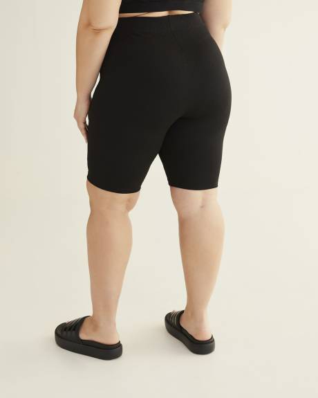 Black Textured Fashion Bike Short