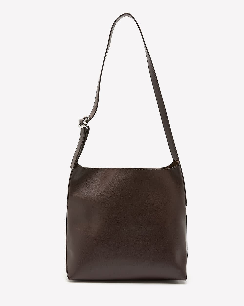 Brown Faux Leather Tote Bag