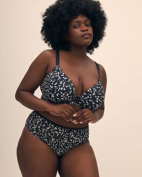 High-Cut Floral Print Lace Brief - Déesse Collection