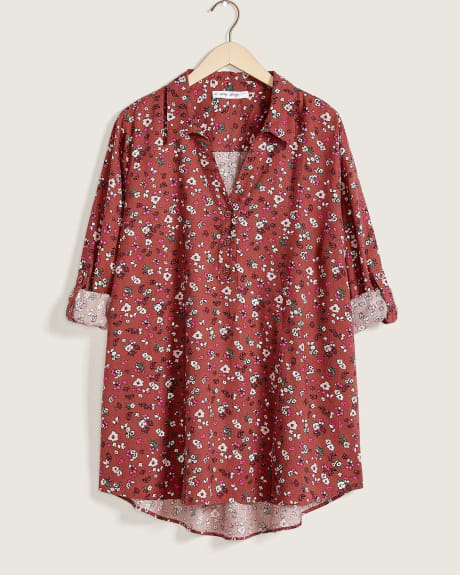 Printed Linen Blend Tunic Shirt - In Every Story