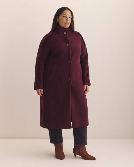 Blanket-Stitch Scarf Coat - Addition Elle