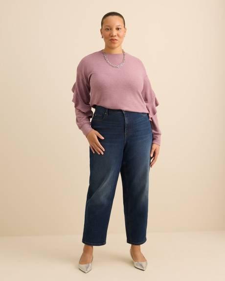 Haut &agrave; col rond et manches longues avec volants - Addition Elle