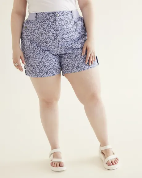 Floral Cotton Short with Ribbed Waistband