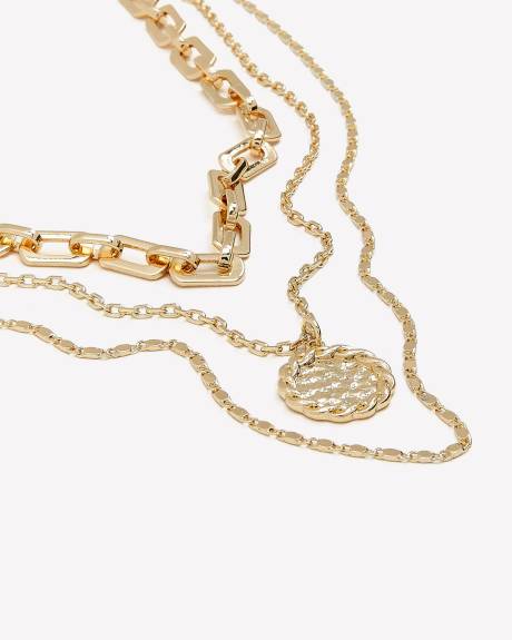 Three-Layer Necklace with Medallion