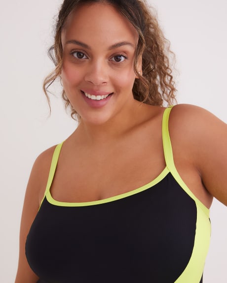 Colour Block One-Piece Bathing Suit with Binding - Active Zone