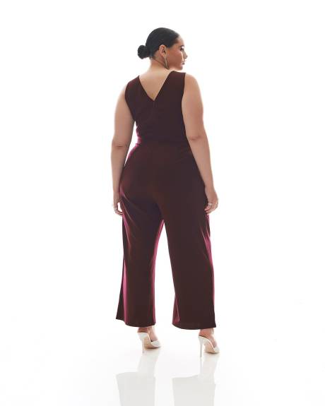 Maxi Wide-Leg Jumpsuit with V-Neckline - Addition Elle