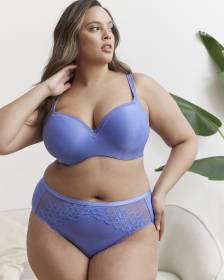 Culotte échancrée bleue avec dentelle - Déesse Collection